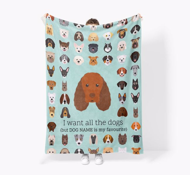 'All The Dogs' - Personalised Sherpa Fleece Blanket with {breedFullName} Yappicon